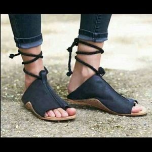 Free People Blue Leather Sandals